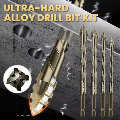 High-Strength 4-Flute Serrated Eccentric Drill Bit Kit - (Set of 13)