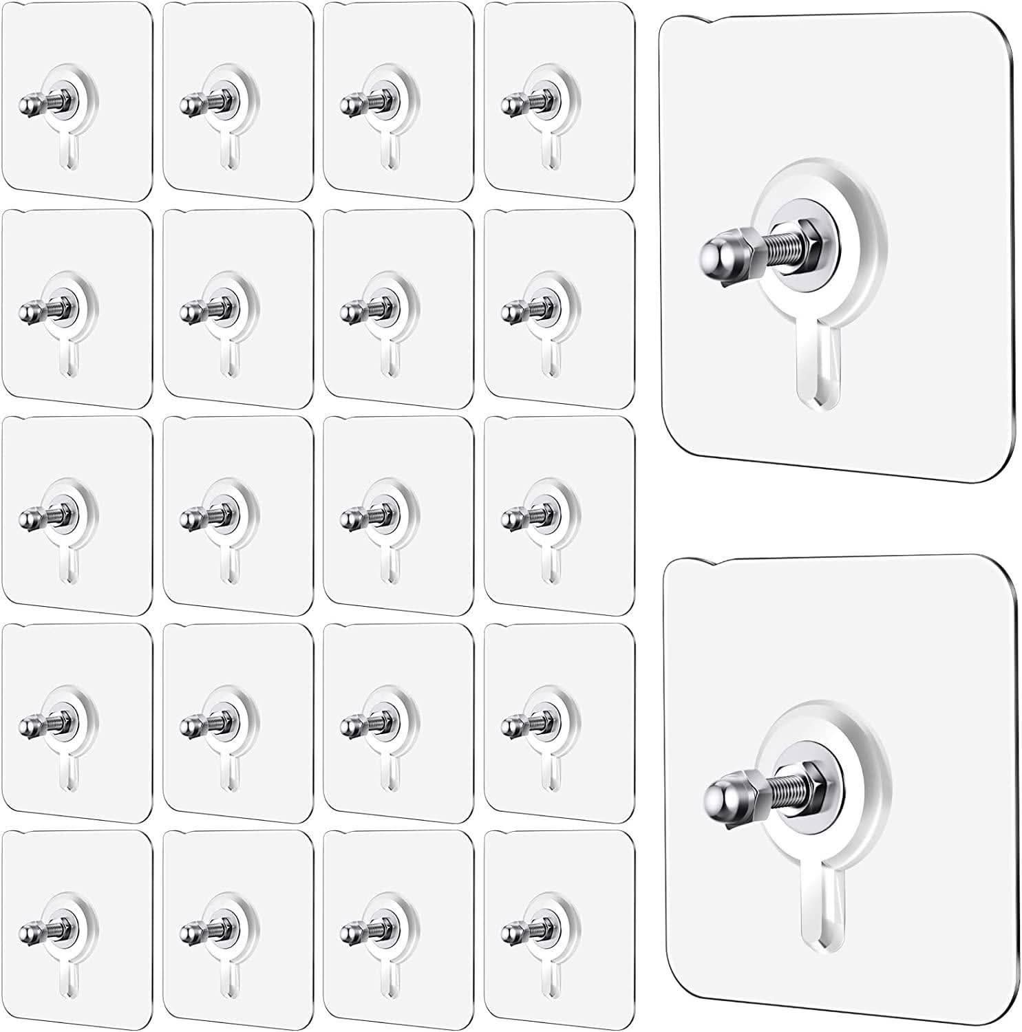 Heavy duty self-adhesive hooks for secure and durable hanging solutions in home and office settings.