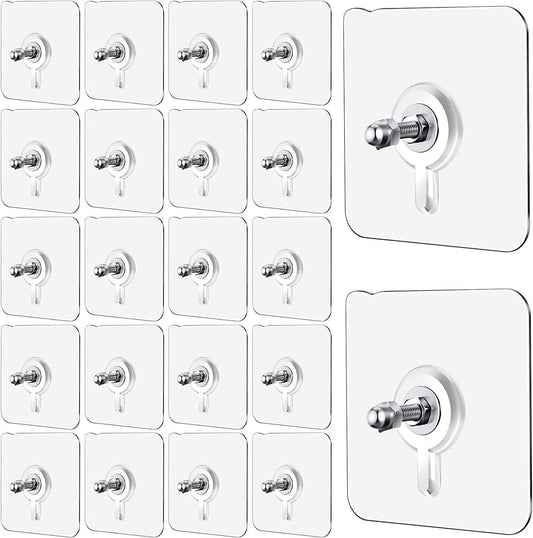 Heavy duty self-adhesive hooks for secure and durable hanging solutions in home and office settings.