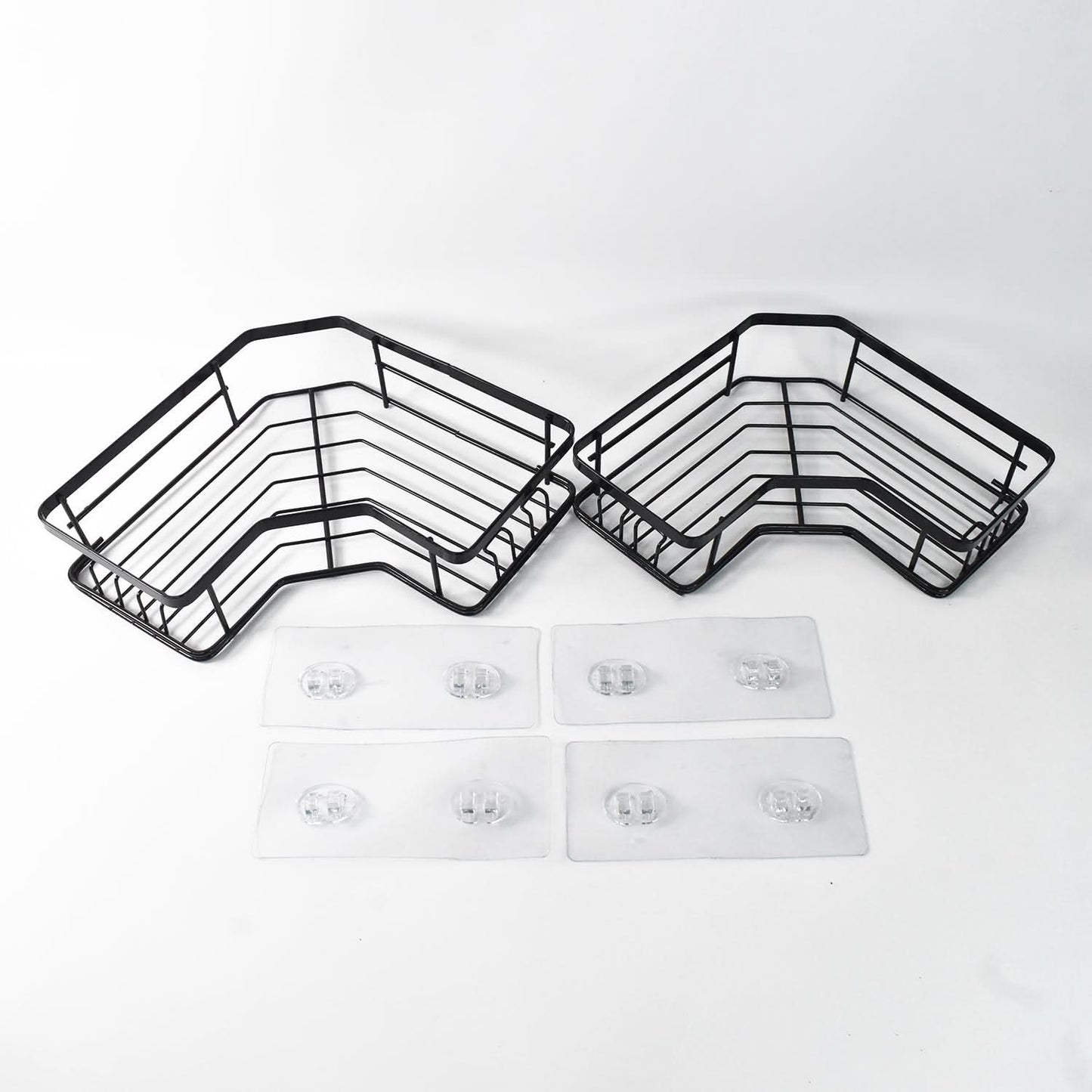 CornerMax Duo - Rustproof Iron Coating Self-Adhesive Shower/Kitchen Corner Shelf Organizer Set (2 Pack, 30lb Load).