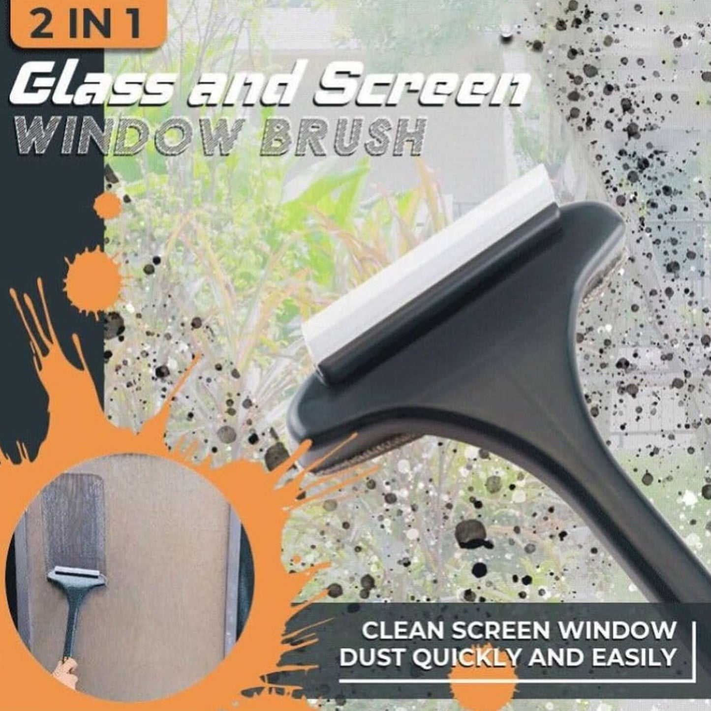 ClearSweep Pro  2-in-1 Mesh Screen Cleaning Brush & Wiper | Extended Handle Window Net Cleaner & Lint Remover.