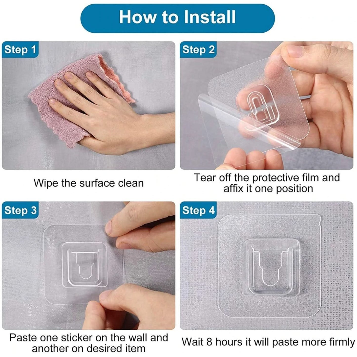 ClearGrip Hook  Transparent Adhesive Male Hook | Easy-Use, Small, & Lightweight Wall Hanging Solution (1pc).