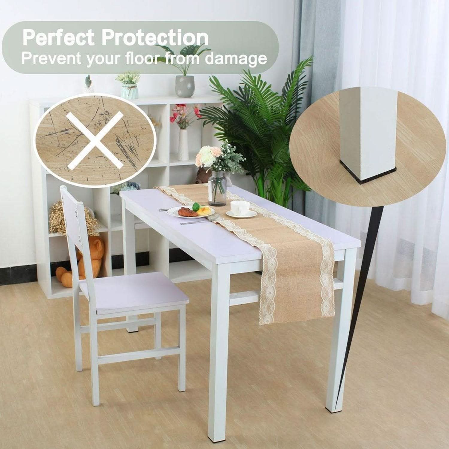 Wukusy FloorShield  Square Self-Adhesive Furniture Pads (18 Pcs Set) | Non-Skid Felt Floor Protectors for Hardwood, Tile, and Laminate.