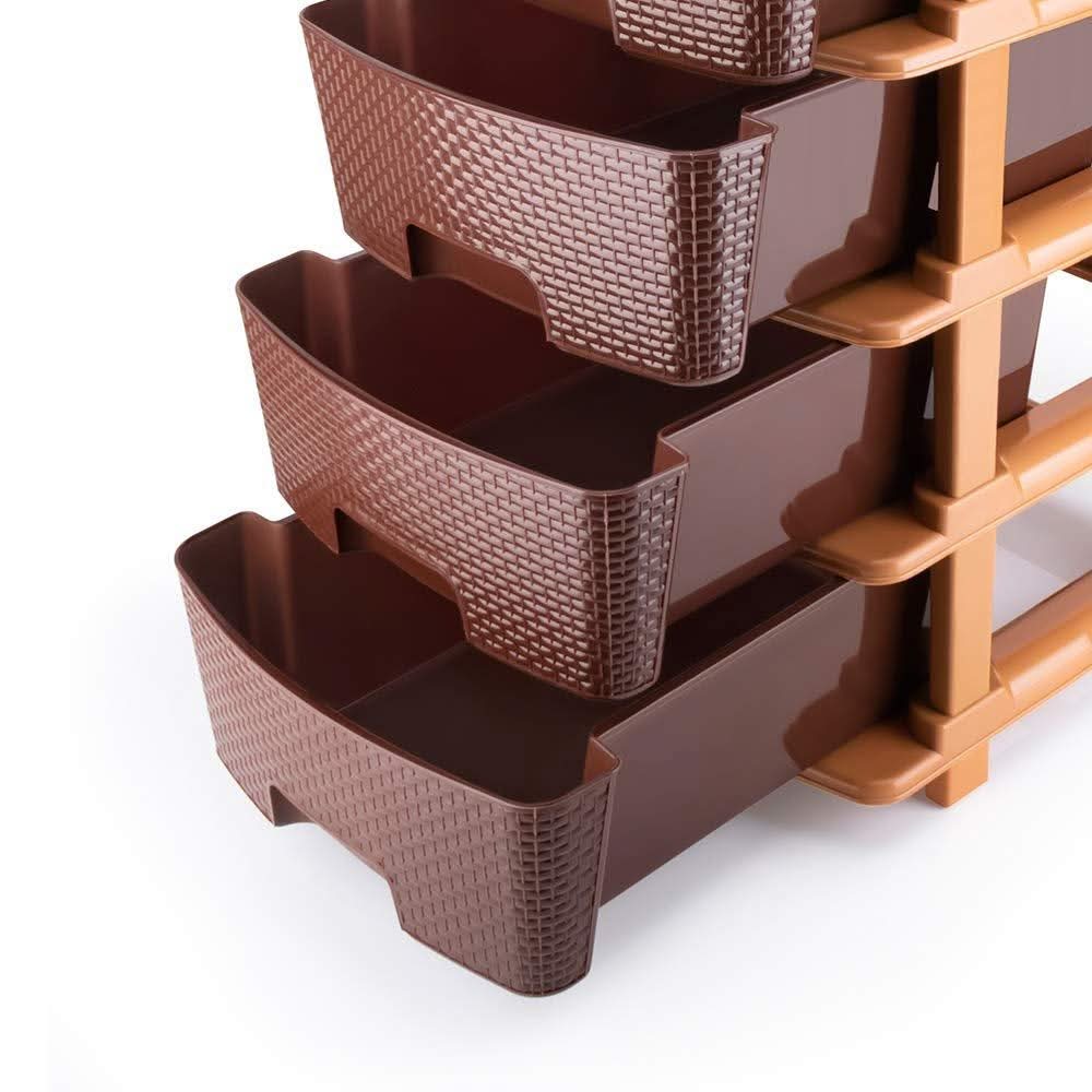 5-Tier Plastic Drawer Storage Unit, Brown