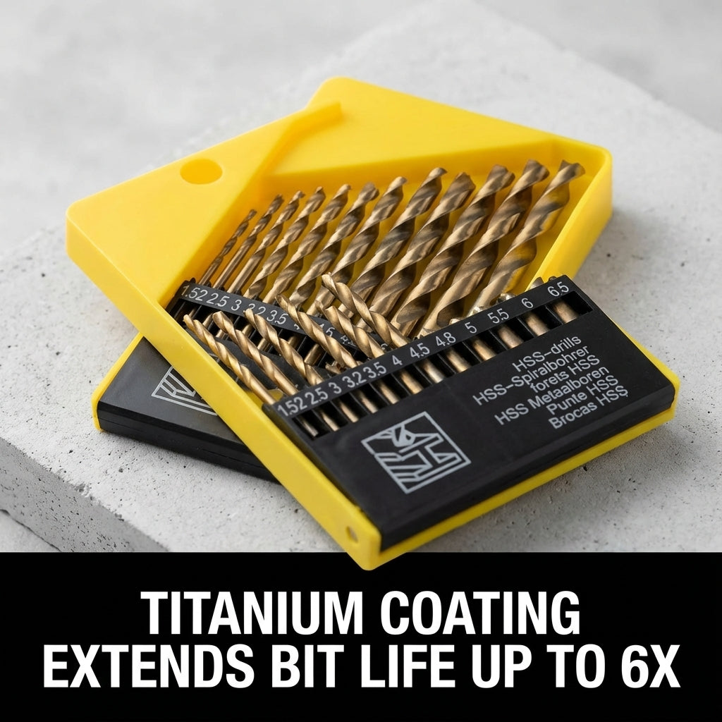 13-Piece HSS Drill Bit Set for Wood, Metal & Wall