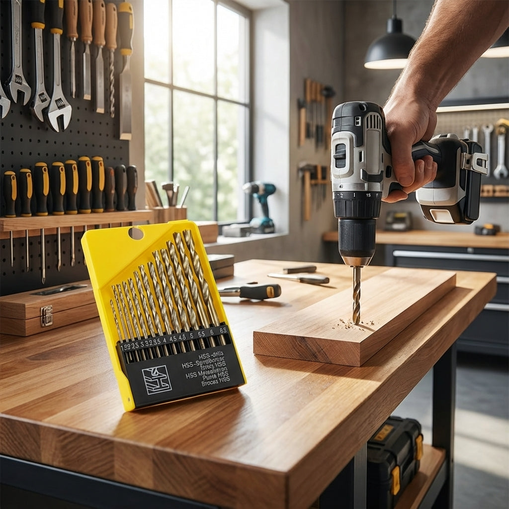 13-Piece HSS Drill Bit Set for Wood, Metal & Wall