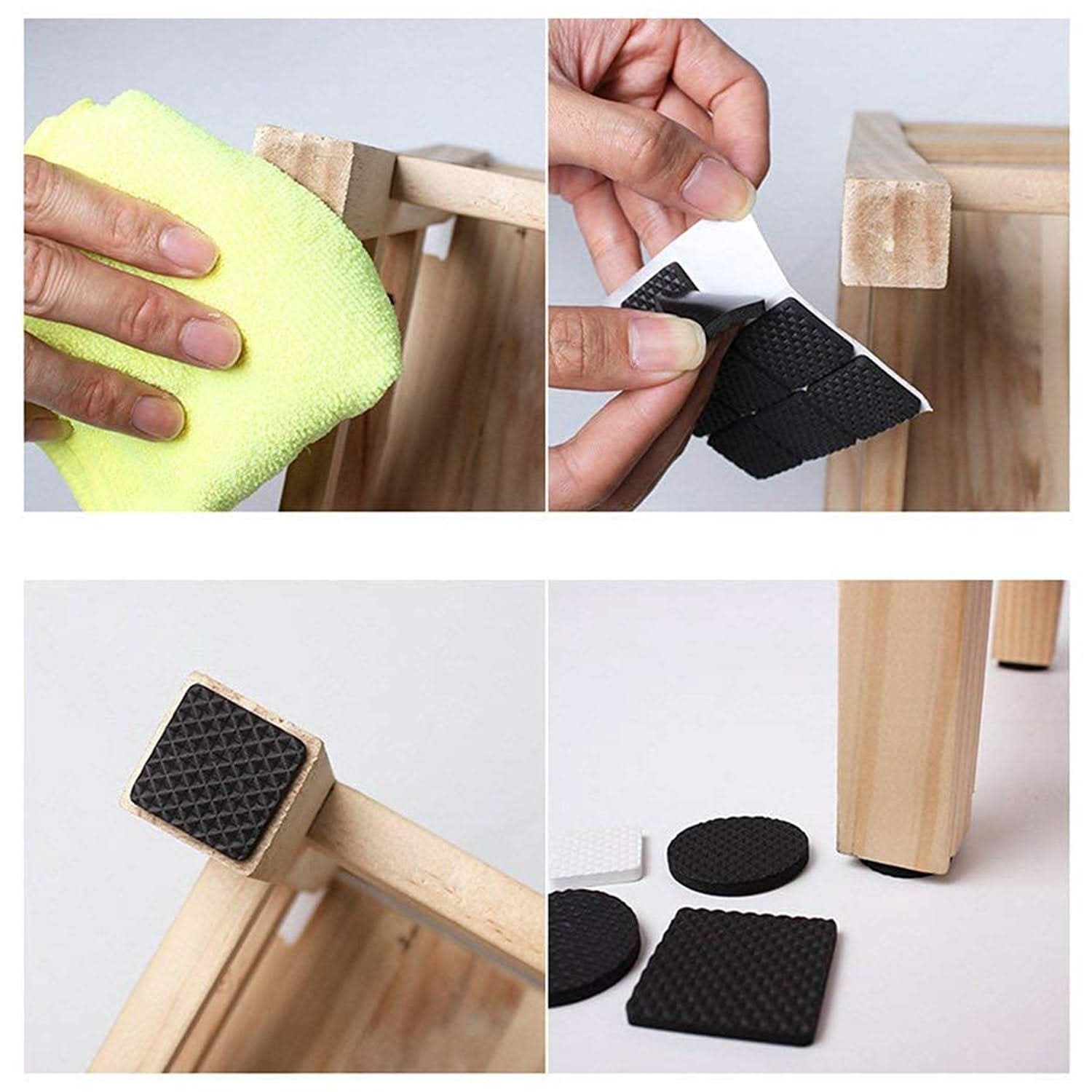 Wukusy FloorShield  Square Self-Adhesive Furniture Pads (18 Pcs Set) | Non-Skid Felt Floor Protectors for Hardwood, Tile, and Laminate.