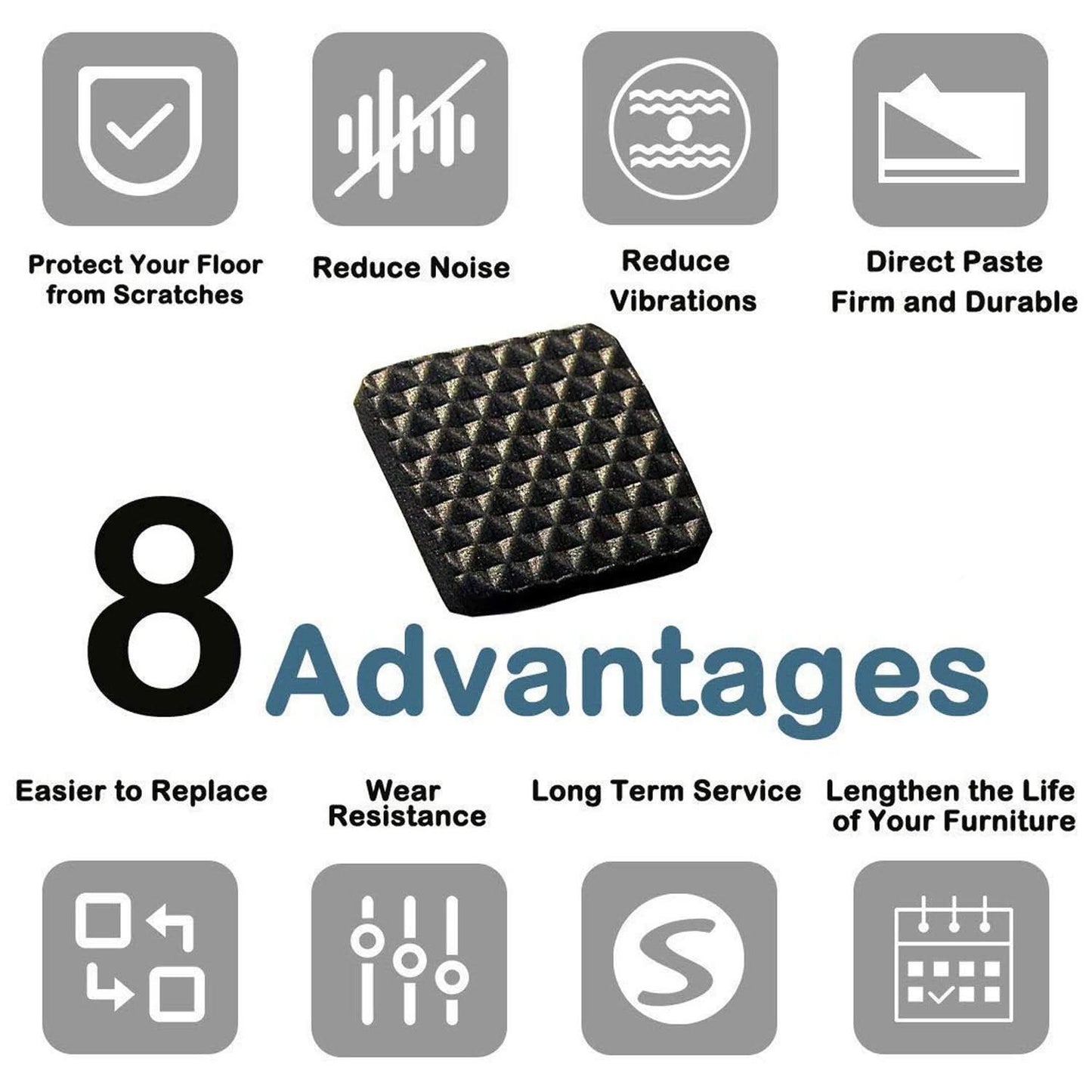 Wukusy FloorShield  Square Self-Adhesive Furniture Pads (18 Pcs Set) | Non-Skid Felt Floor Protectors for Hardwood, Tile, and Laminate.